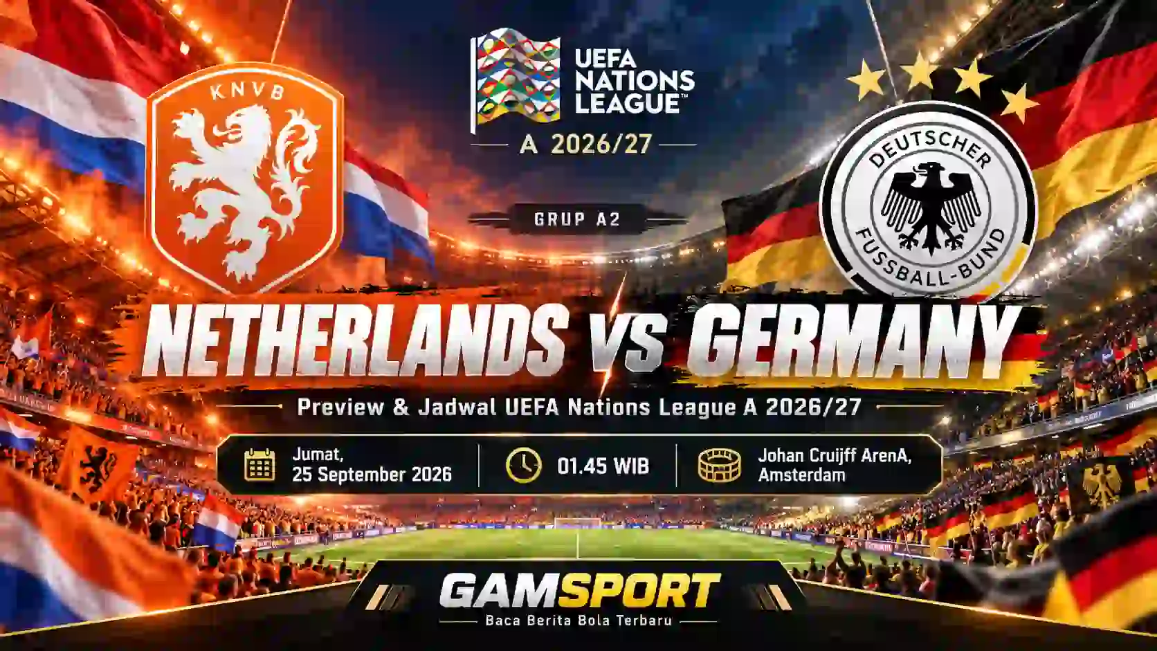 Prediksi Netherlands vs Germany UEFA Nations League 2026/27