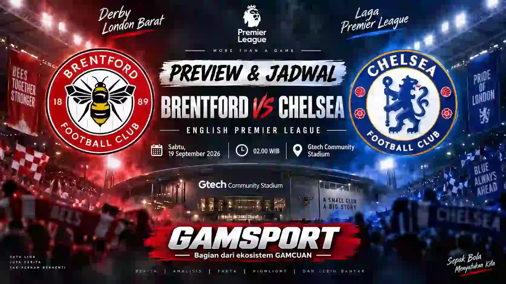 Brentford vs Chelsea preview dan jadwal English Premier League 2026/27 di Gtech Community Stadium