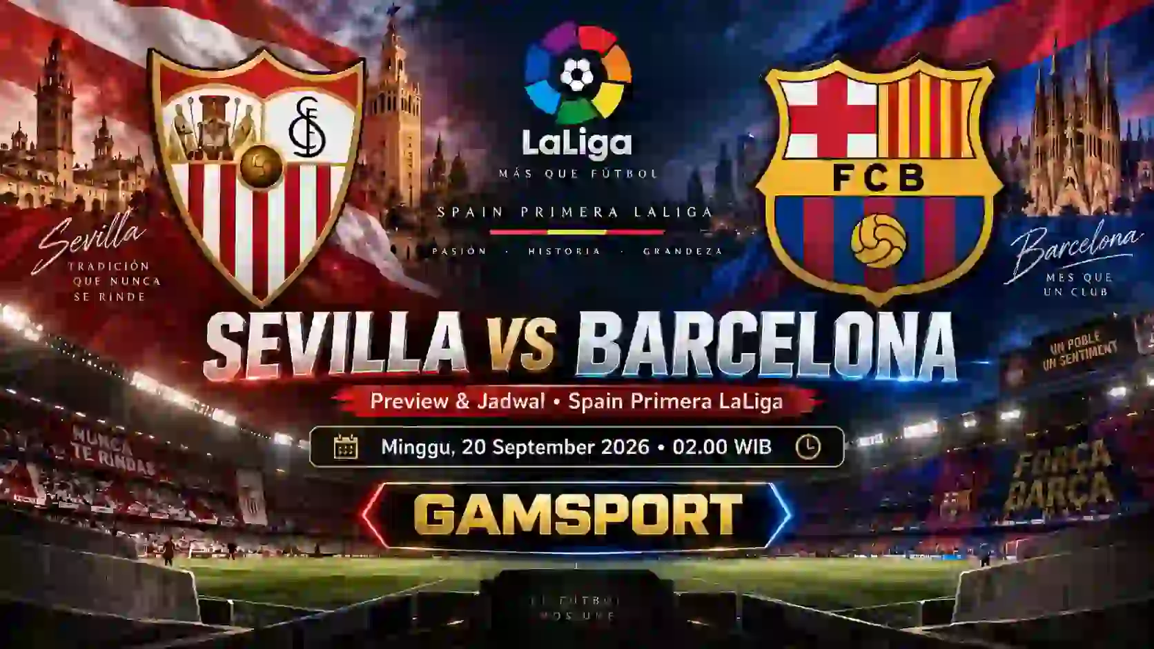 Sevilla vs Barcelona preview dan jadwal LaLiga 2026/27 di Ramón Sánchez-Pizjuán