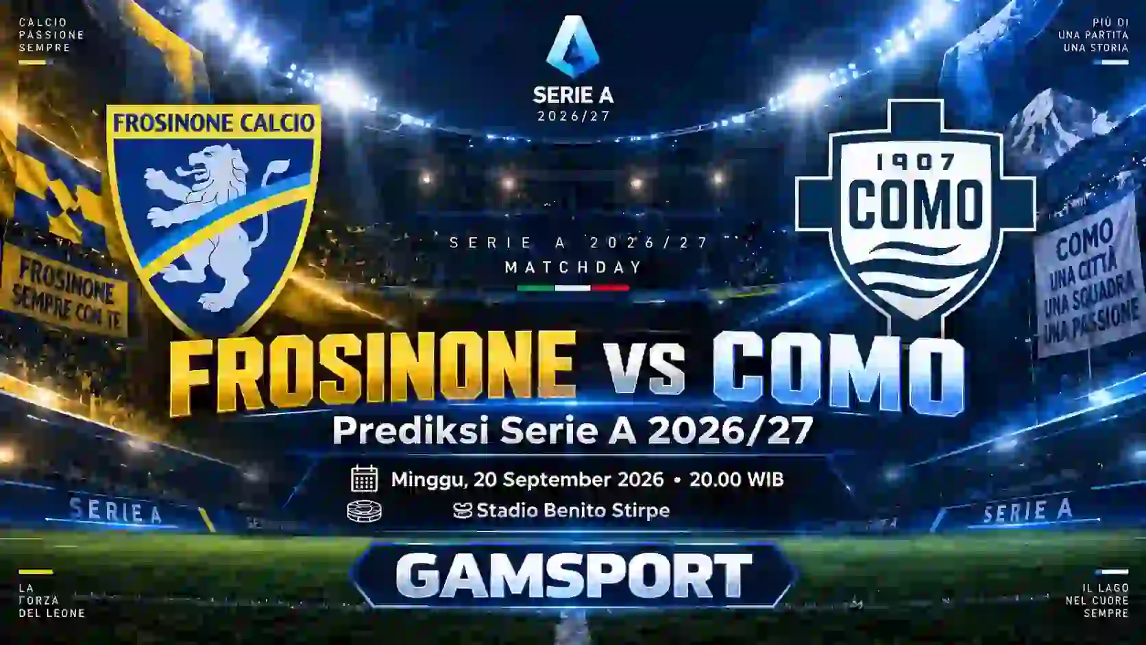Prediksi Frosinone vs Como Serie A 2026/27 lengkap handicap over under dan prediksi skor
