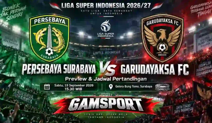 Persebaya Surabaya vs Garudayaksa FC preview dan jadwal BRI Super League 2026/27 di Gelora Bung Tomo