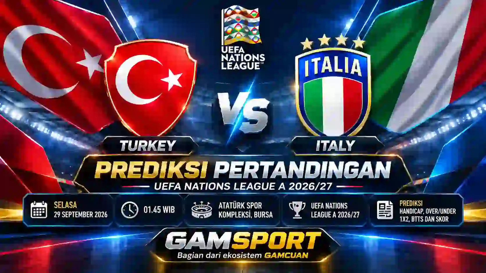 Prediksi Turkey vs Italy UEFA Nations League A 2026/27