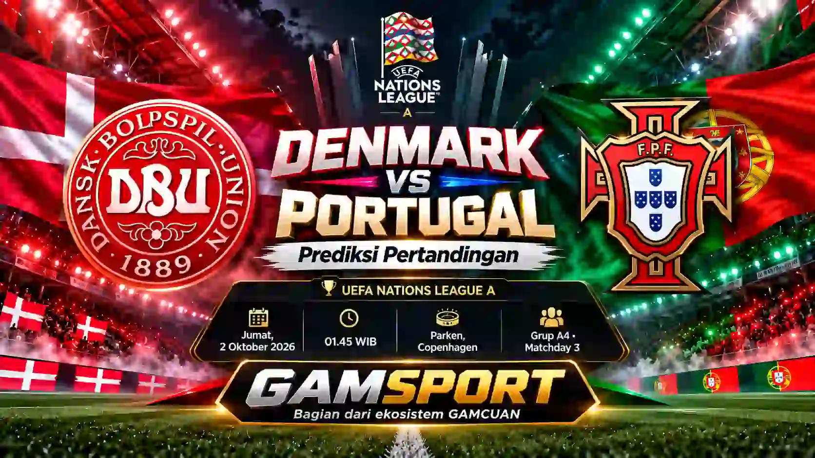 Prediksi Denmark vs Portugal UEFA Nations League 2026 di Parken Copenhagen