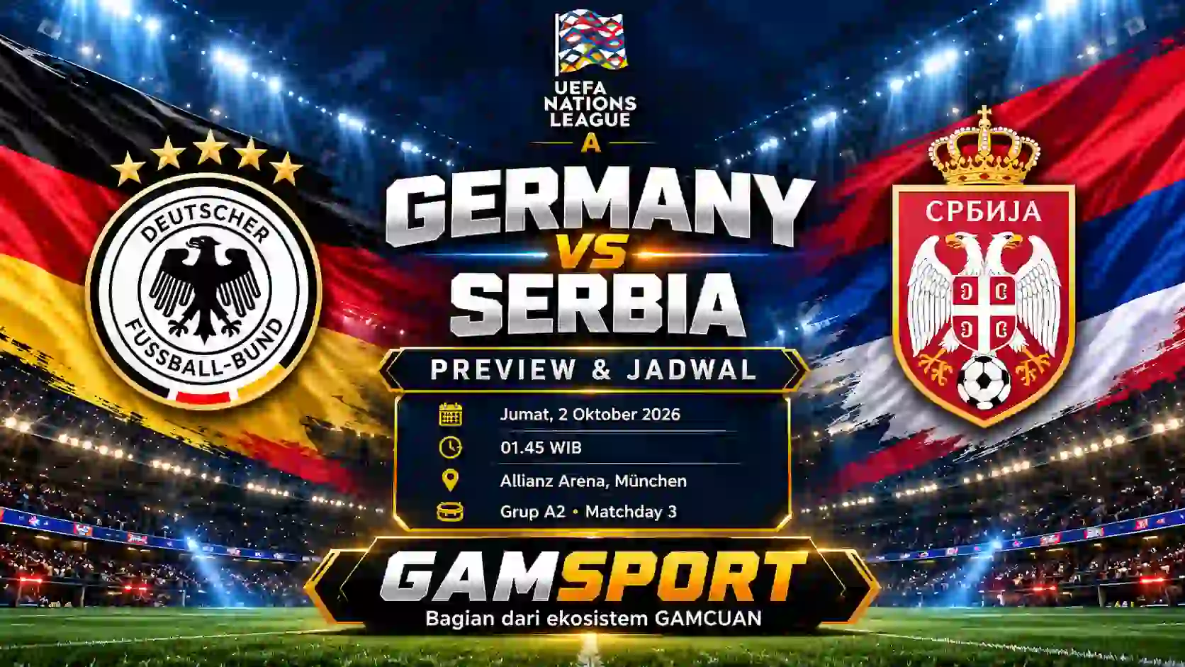 Germany vs Serbia UEFA Nations League 2026 di Allianz Arena München