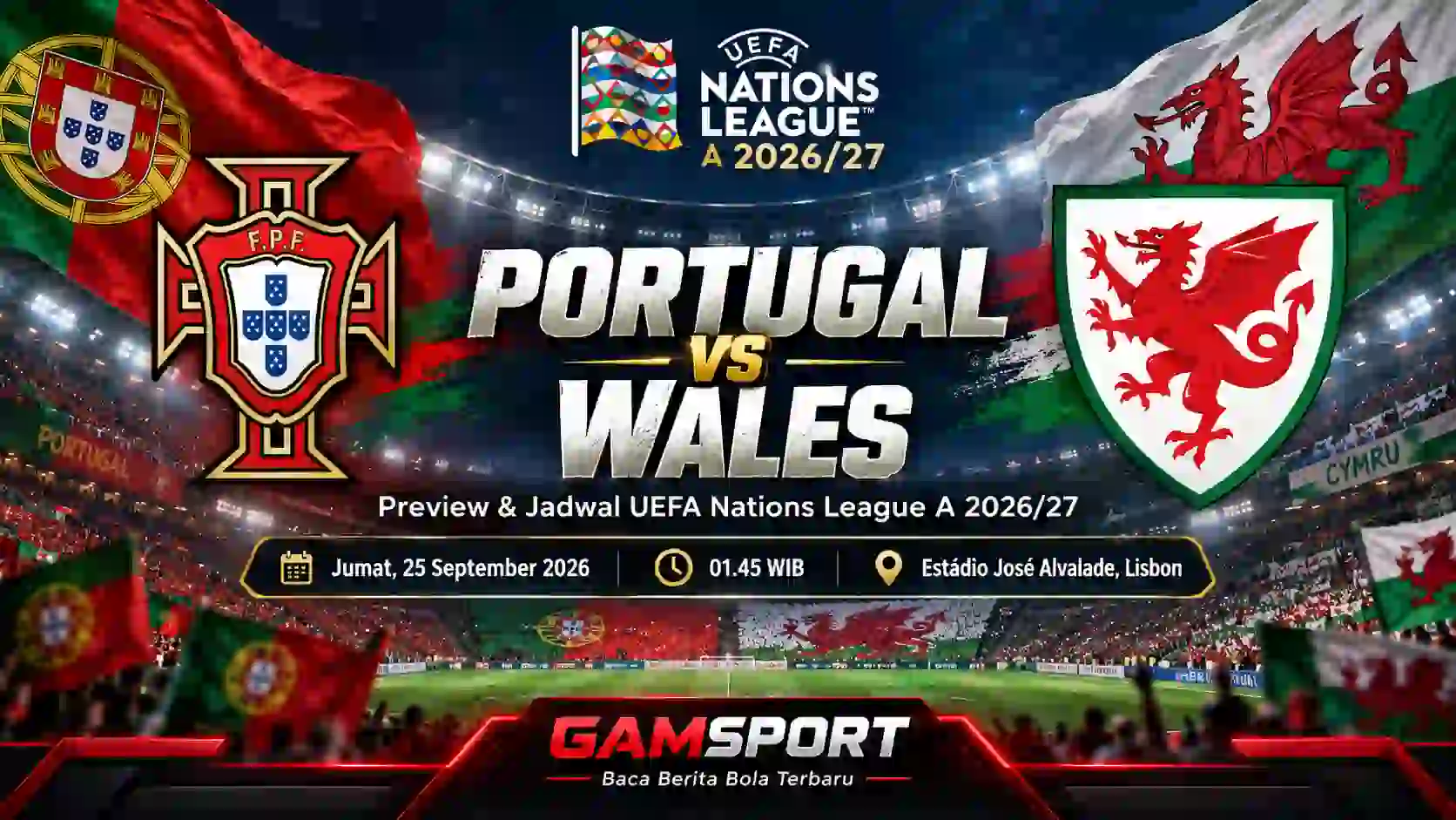 Prediksi Portugal vs Wales UEFA Nations League 2026/27